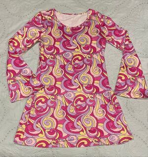 70’s Style Swirl Disco Groovy Dress Hippie Costume Sequins